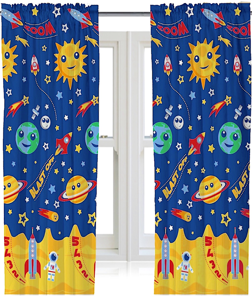 Wholesale Children's Space Bedroom Curtains 66x54 | Wholesaler Bedding ...