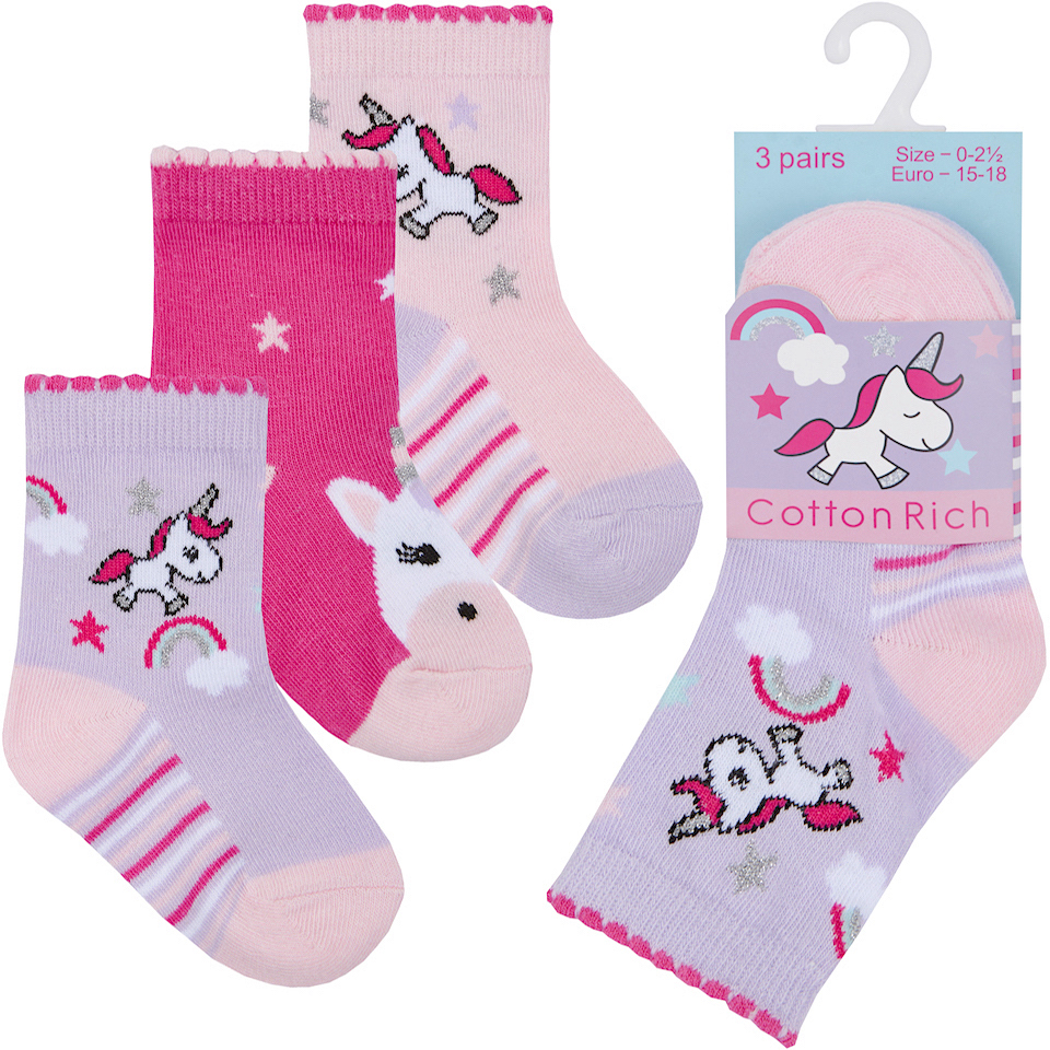 Wholesale Infant Girls Unicorn Character Socks | Wholesaler Children's ...